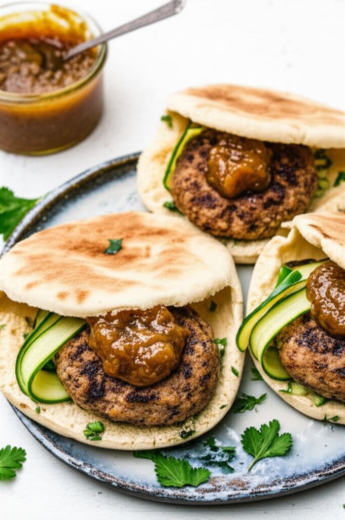 Indian Turkey Burgers With Lime, Cucumbers, and Chutney