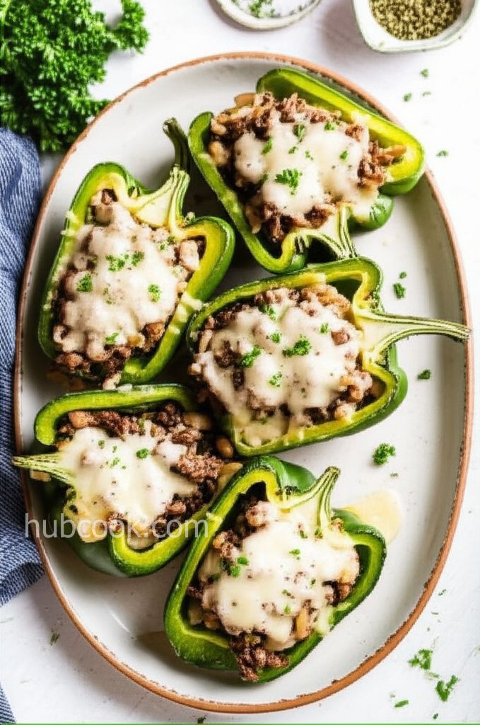 Philly Cheese Steak-Stuffed Bell Peppers
