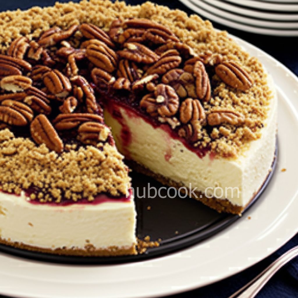 Savory Blue Cheese Cheesecake with Cherry Pear Compote and Cherry Balsamic Glaze