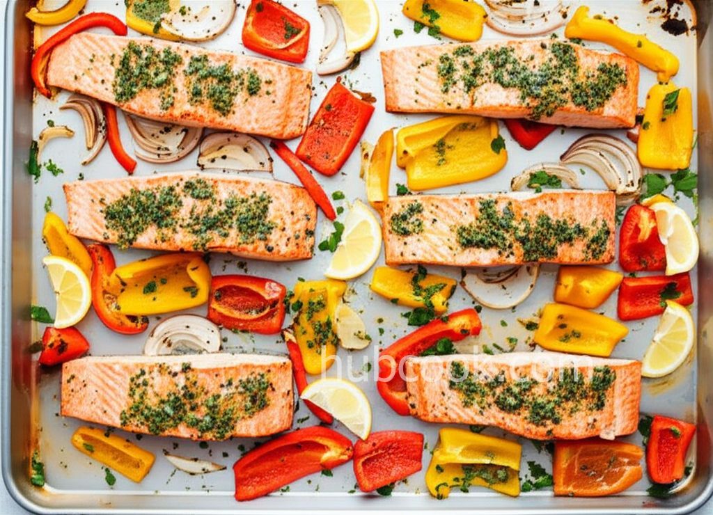 Sheet Pan Salmon and Bell Pepper Dinner