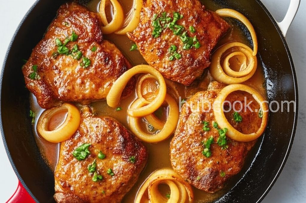 Skillet Pork Chops with Potatoes and Onion