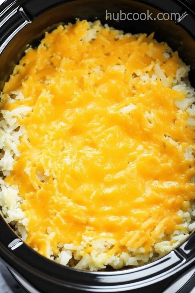 Slow Cooker Cheesy Hash Brown Potatoes