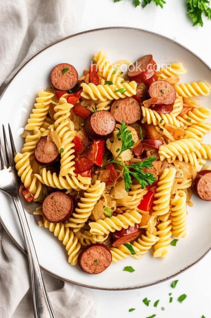 Pasta with Kielbasa and Sauerkraut