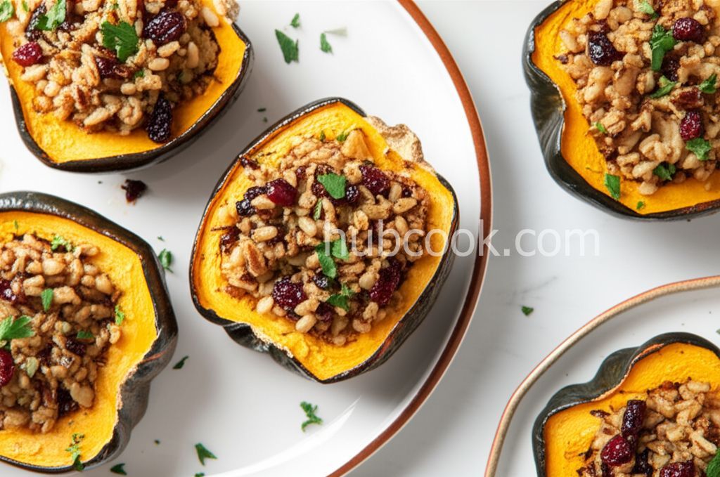 Roasted Acorn Squash with Farro Stuffing