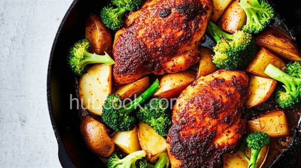 Roasted Chicken Breasts with Potatoes and Broccoli