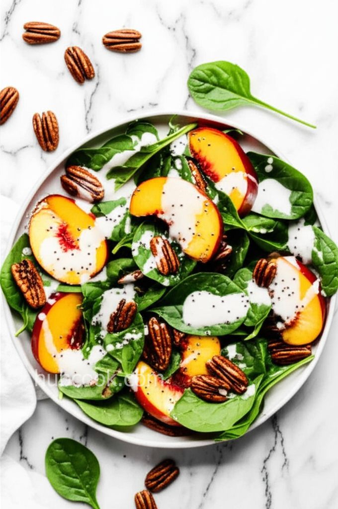 Spinach Salad with Peaches and Pecans