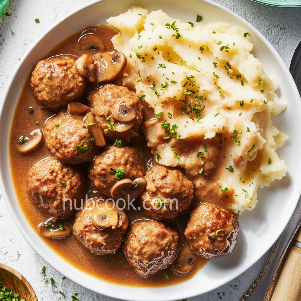 Wild Rice Meatballs in Mushroom Sauce